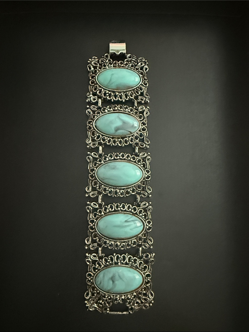 Vintage-Style Faux Turquoise Stone Statement Bracelet